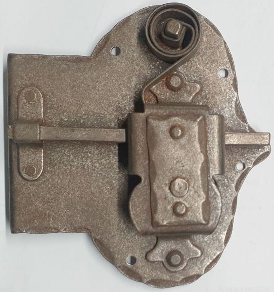 Schrankschloss, Eisen gerostet mit Schlüssel, Dorn 65mm links